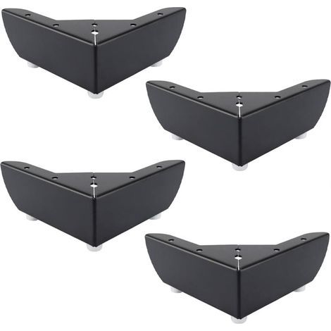 Set di 4 piedini per mobili in metallo nero, 55 mm, adatti a armadietti da tavolino basso, letti, divani, silenziosi e antiscivolo (1/4)