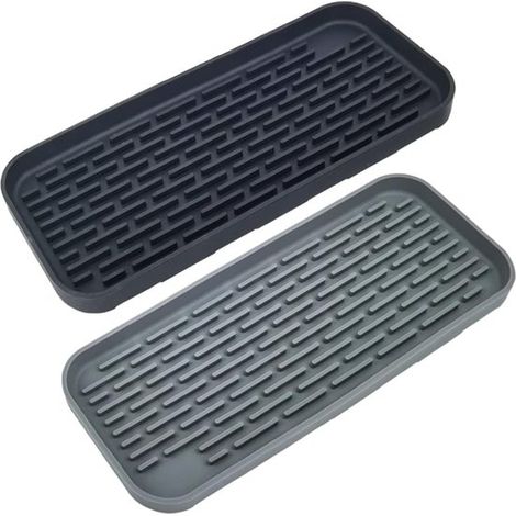 Kieselgur-Ablaufmatte für Wasserhahn, Spüle und Küche – rutschfest – 30,5 x 12 cm – dunkelgrau (1/5)
