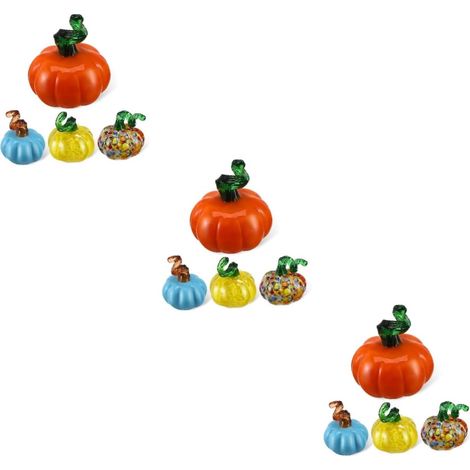 3 Ensembles Décor De Citrouille Verre Ornements Miniatures Verre pour Décorations Automne Thanksgiving Figurines De Légumes pour Vos Arrangements Saisonniers 4 Pièces 3 (1/5)