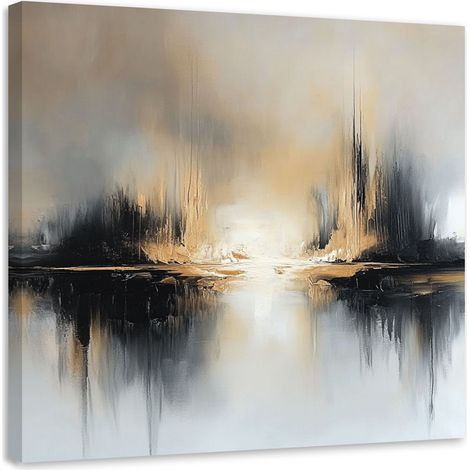 Tableau déco Abstraction Beige Gris 60x60 (1/5)