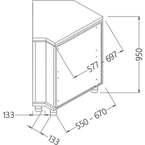 Angle arrière neutre - fermé 45° - Diamond