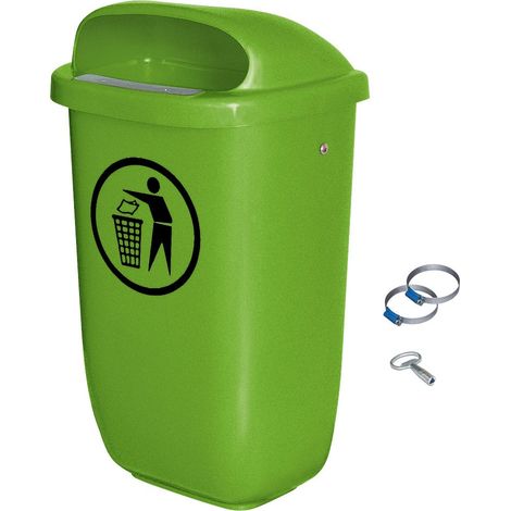 BRB Poubelle d'extérieur - Capacité : 50 litres - Conforme à la norme DIN 30713 - En kit complet avec ruban de serrage pour fixation sur piquet