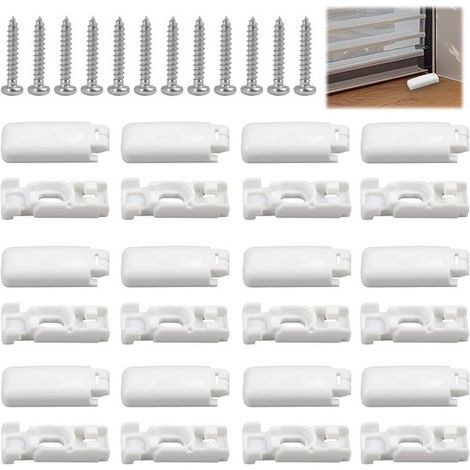 Pinzas de tensión para cortinas plisadas - Accesorios para cortinas - Para sujetar cortinas - Juego de 12 piezas - 29 x 11 mm - Blanco (1/2)