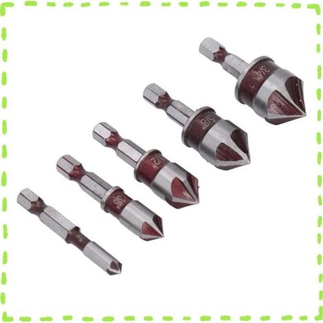 Jeu de 5 forets à fraiser 82 degrés, 5 cannelures HSS, accessoires de perceuse pour bricolage (1/5)