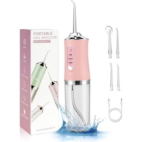 Hydropulseur Dentaire Portable - Rrrigateur Oral - 230ml - Rechargeable USB - 3 Modes - IPX7 Étanche (1/4)