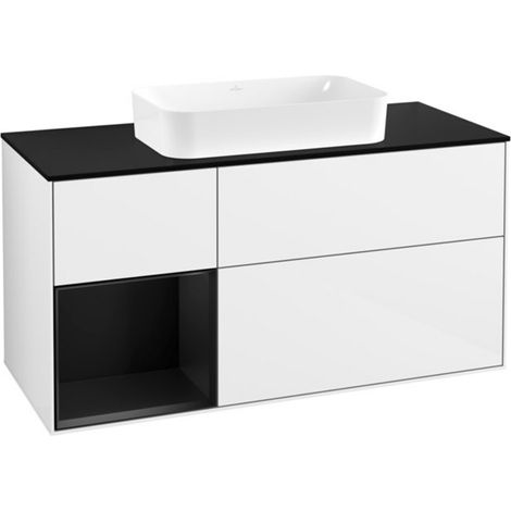 V&B Waschtischunterschrank Finion 120x60 cm, Reg li bla m Lac, glo wh. Lac (1/2)