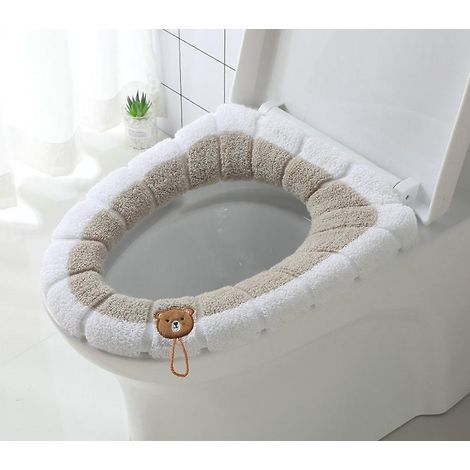 Set mit 5 universellen, wasserdichten und waschbaren WC-Sitzkissen, khakifarben, mit Aufhängeschlaufe (1/5)