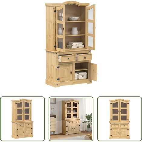 vidaXL Bois de pin - Vitrine en verre Corona 100x48,5x179 cm bois massif de pin (1/5)