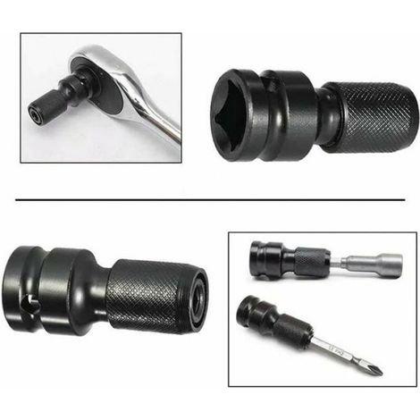 Adaptateur Douille - 1/2 Pouces Carré vers 1/4 Pouces - Pour Clé à Chocs et Tournevis - 2 Pièces (1/5)