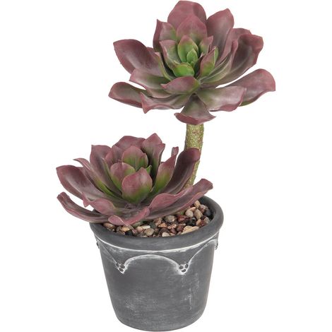 Plante Artificielle Succulente en Pot 33 cm avec dégradé de Couleurs Feuilles Chambre Déco Bureau Déco Store Déco (1/5)
