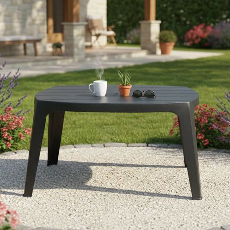 Dmora Table ovale empilable, Made in Italy, 49x76x43 cm, couleur anthracite (1/3)