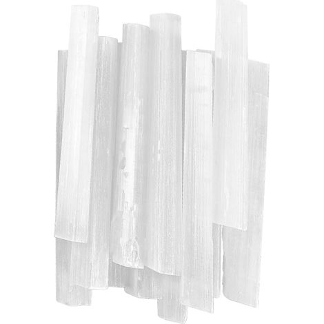 Lot de 12 baguettes en cristal de sélénite, cristaux bruts blancs, protection énergétique, Reiki, divination, méditation, sélénites en vrac (1/5)