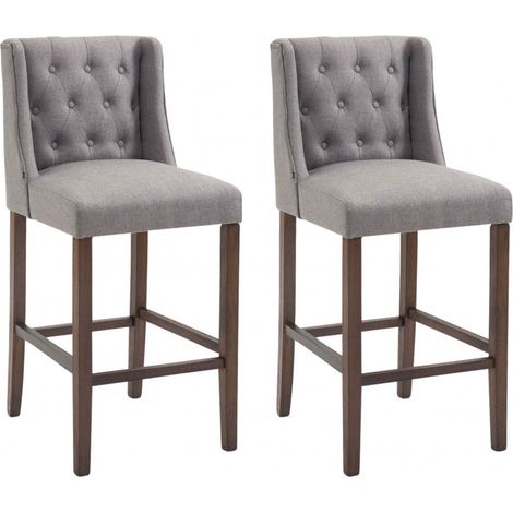 2er Set Barhocker Cassandra Stoff hellgrau antik-dunkel (1/5)