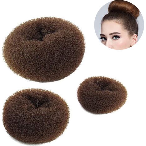 Lot de 3 chignons donuts, nylon léger, accessoires cheveux longs et épais, pour sport et mariage (1/5)