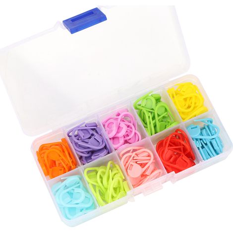 Lot de 20 marqueurs de maille en plastique robuste, épingles de sûreté pour tricot, compteur de points et clips à aiguille (1/5)