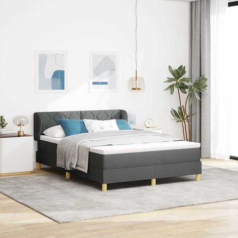 Boxspringbett mit Kopfteil Dunkelgrau 140 x 200 cm Stoff vidaXL (1/5)