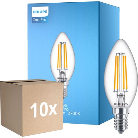 Lot 10x Philips Corepro LED Bougie E14 Filament Claire 6.5W 806lm