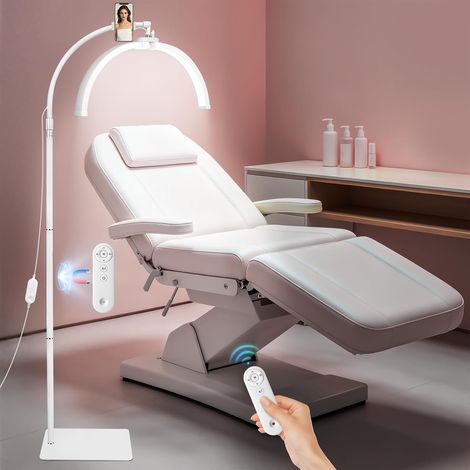 Lámpara de extensión de pestañas de media luna: Lámpara de pie de pestañas LED plegable con soporte para teléfono - Cabezal giratorio de 360° - Brillo y altura ajustables Lámpara estética profesional  (1/5)