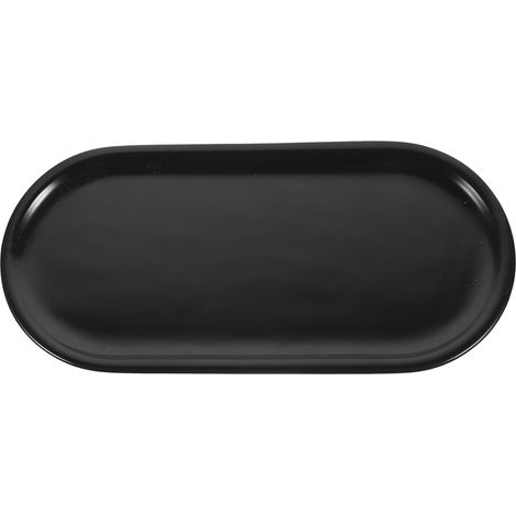 Plateau à bijoux ovale noir en céramique, petit plateau de toilette, organisateur de comptoir pour salle de bain, rangement de parfums et cosmétiques (1/5)