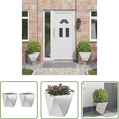 Terrassenpflanzer - Pflanzkübel 2 pcs Silber 50 x 50 x 50 cm Edelstahl (1/5)