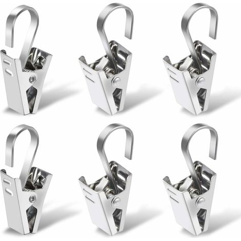 Anneaux Rideaux avec Pince, 100 Pièces Acier Inoxydable Accroche Rideau Anneaux à Pince pour La Décoration De La Fenêtre De La Maison Photos Artisanat, Argent (1/5)