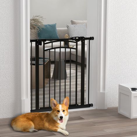 Animal Barrière de sécurité pour chien d'escalier extensible double verrouillage 74-80 x 76 cm - noir