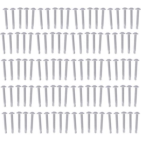 100 Vis autotaraudeuses à tête fraisée avec rondelle intégrée, vis en acier inoxydable 410, 4,8 x 38 mm, lot de 100 pièces (1/5)