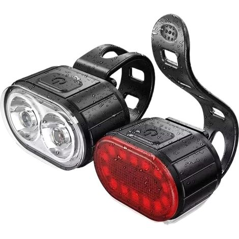 Vorder- und Rücklicht für Fahrräder, wiederaufladbare USB-Taschenlampen für Fahrradtouren, geeignet für Fahrradbeleuchtung, Zubehör für Vorder-/Rücklicht/Set (1/3)