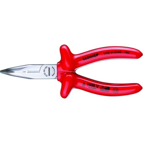 VDE 8132 AB-160 Pinza VDE a becchi piatti e tondi con isolamento a immersione 160 mm (1/4)