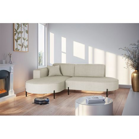 Ecksofa Designersofa VALENCIA XS in Stoff Scala Sand Ottomane Links (1/2)
