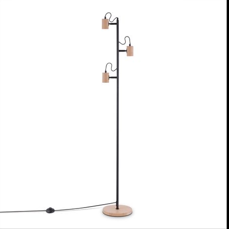 Paco Home Tischlampe Nachttischlampe E14 Stehlampe Minimalistisch Skandi E27 Holz Fuß Stehleuchte, Natur (Ø23,5 cm)