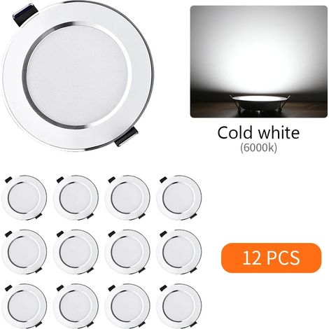(Blanc froid - 12 LED - 5 W) Spot encastré rond à intensité variable (12 LED) (1/5)