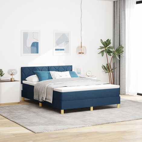 LED Boxspringbett mit LED-Lichtleisten Blau 140 x 200 cm Stoff vidaXL (1/5)