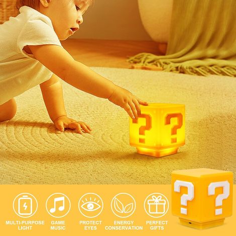 3D-Bluetooth-Nachtlicht, Stereo-Fragezeichen, LED, Originalklang, USB, quadratischer Baustein, Berührungsschalter, Nachttischlampe, Retro-Spielzeug für Kinder, dekoratives Geschenk (1/5)