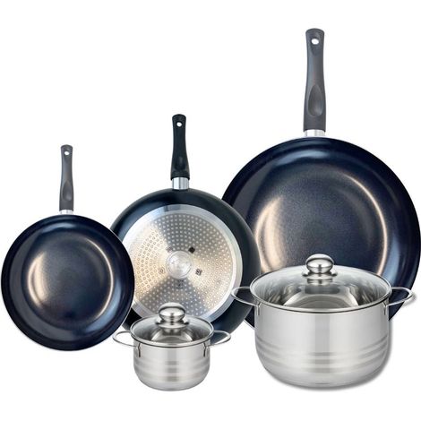 Ensemble de 3 Poêles de cuisson 20, 24 et 32 cm et 2 faitouts 12 et 20 cm Elo Prima Brillant (1/5)