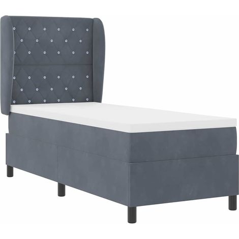 Box Spring Bed with Mattress Dark grey 80 x 200 cm Velvet vidaXL (1/5)