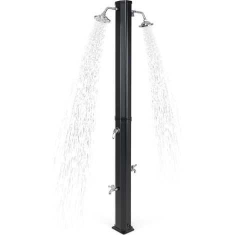 COSTWAY 217cm Solar Heated Shower Outdoor Shower w/Dual Swivel Shower Heads-Dark