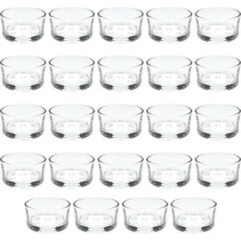 24 Porte-bougie verre, transparent, rond, diamètre 4,8 cm, hauteur 2,5 cm, pour mariage, fête, décoration table (1/5)