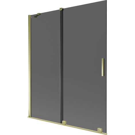 Mexen Velar mampara de baño de 2 hojas correderas 140 x 150 cm, grafito, dorado - 896-140-000-41-50 (1/2)