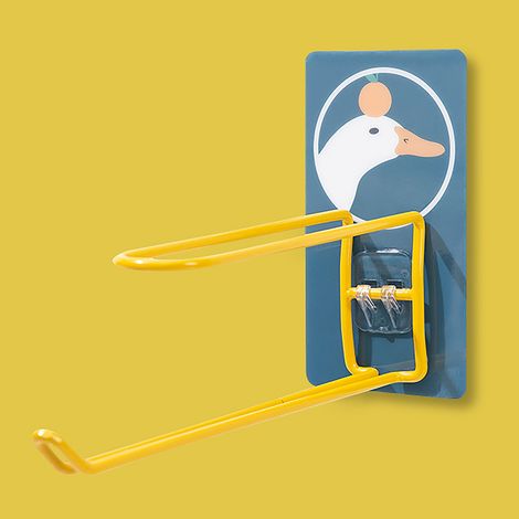 Wandgarderobe mit Cartoon-Tiermotiv, 2-lagig, platzsparend, Acrylkleber, Schmiedeeisen-Sprühdose, Wandaufhänger, Ente (1/5)