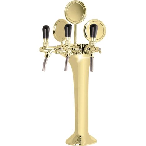Schanksäule, Bierzapfsäule - Gold, 3-Leitig: Elegante & Hochwertige Zapfanlage für Bars & Restaurants (Paketpreis), "Topp-Qualität"