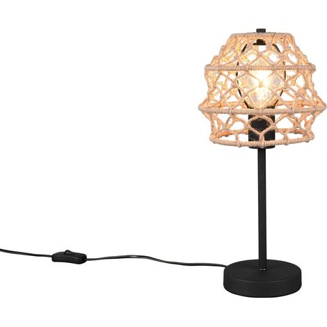 Lampada da tavolo, canapa e metallo, naturale e nero, H 42 cm, Hive (1/5)