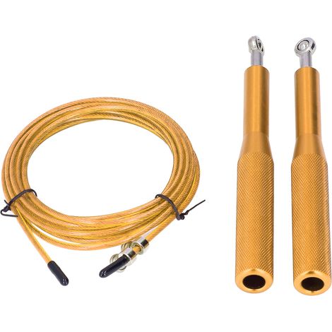 Corde à sauter – robuste, durable, réglable, flexible, fiable, professionnelle, pratique – équipement d'entraînement pour une utilisation intérieure et extérieure – alliage d'aluminium, or (1/5)