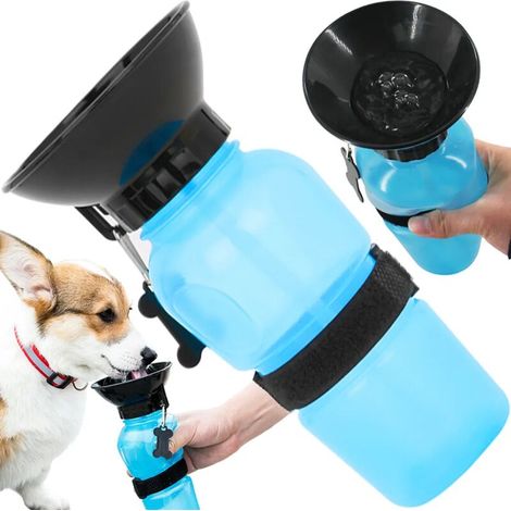 Gourde de voyage pour chien, 500 ml, portable, pour chats et chiens, bleue. (1/5)