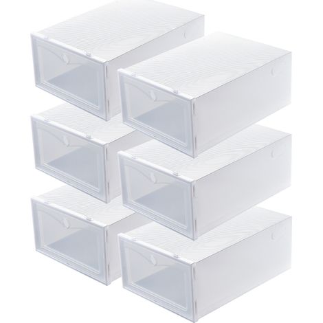 Lot de 6 boîtes de rangement à chaussures blanches, épaisses et transparentes, à clapet, pour la maison (1/5)