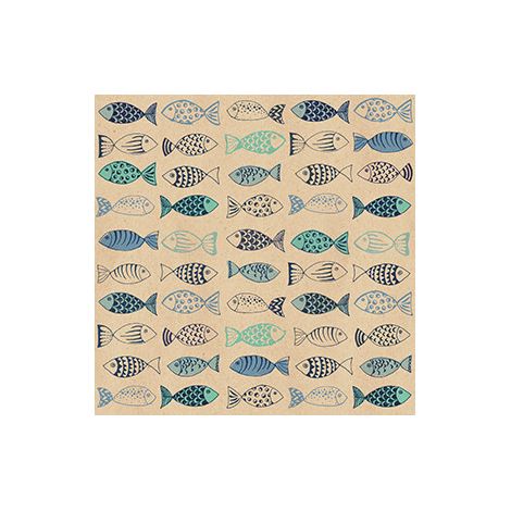 Servietten Fische blau-beige 33 x 33 cm 20 Stück Servietten