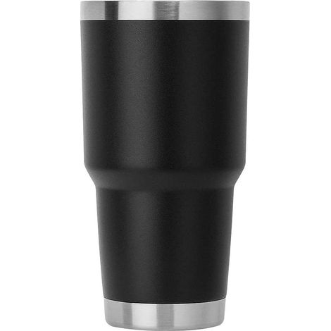 Gobelet isotherme noir réutilisable en acier inoxydable, avec 2 pailles et 2 goupillons pour le nettoyage, idéal pour les voyages et pour le café cha (1/5)