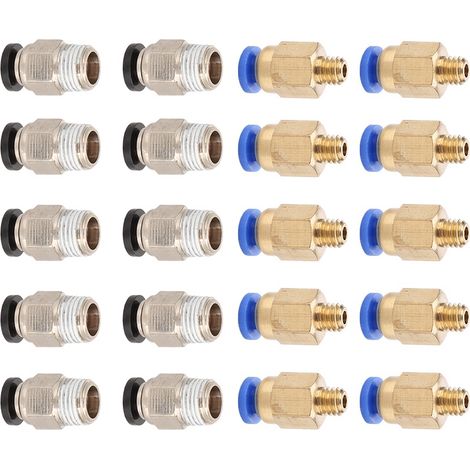 20 connecteurs pneumatiques droits mâles PC4 M10, raccord rapide PC4 M6 (1/5)