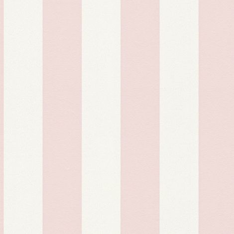 Papel pintado con rayas Profhome 381013 papel pintado no tejido ligeramente texturado con rayas mate rosa blanco 5,33 m2 (1/5)
