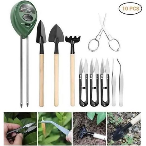 Kit de Test de Sol avec 9 Outils Bonsaï + Capteur d'humidité du Sol 3 en 1 - Multifonctionnel - Vert (1/4)
